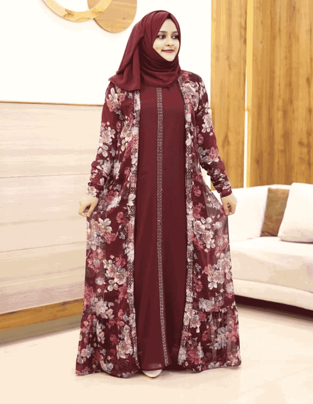 Stylish shrug with inner gown Red